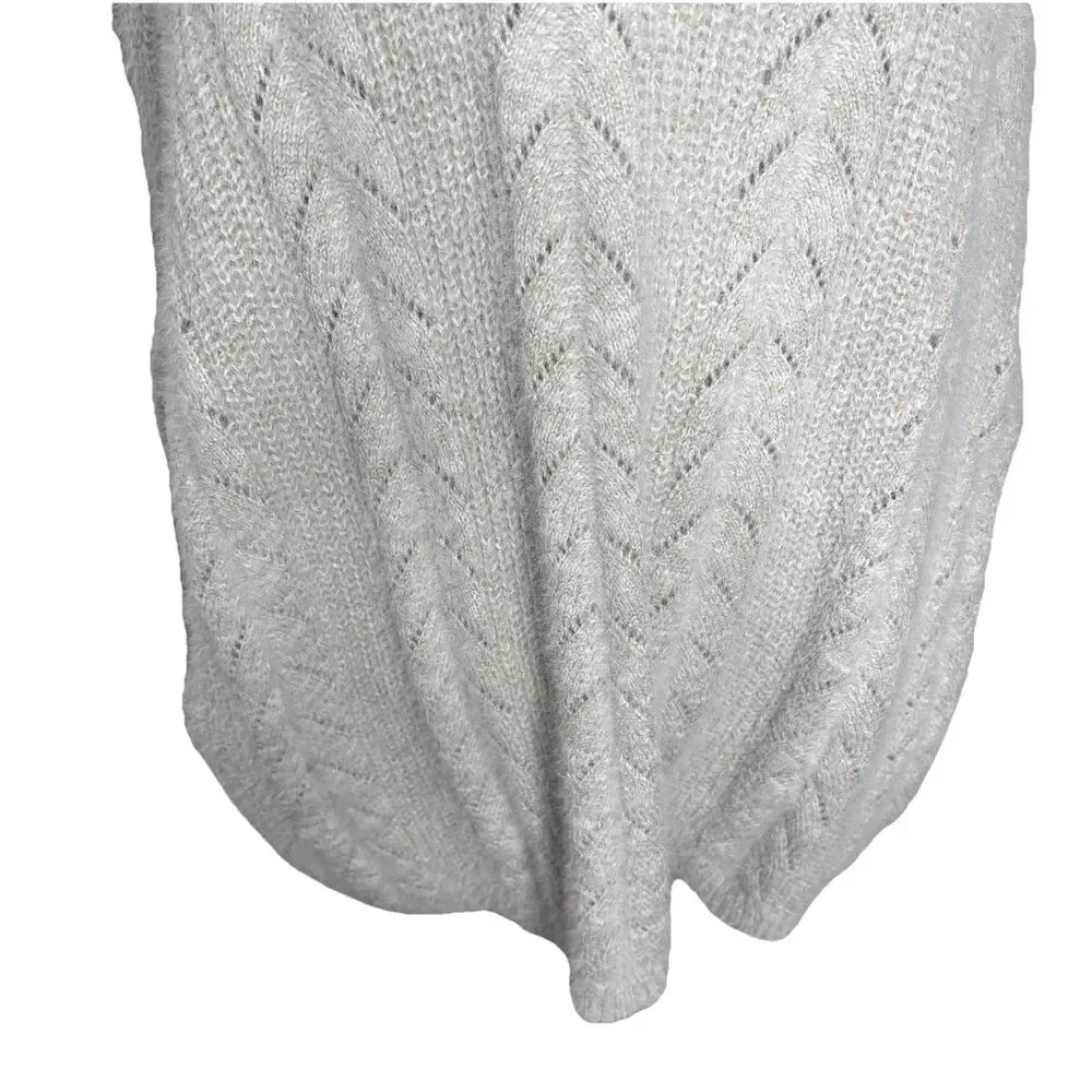 Anthropologie Akemi & Kin Eyelash Turtleneck One Size Biege Cable Knit Poncho